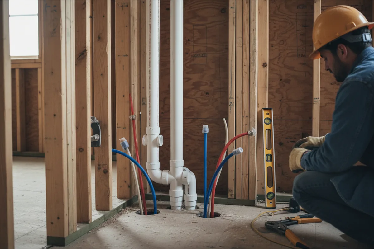 Drain and supply rough-in during Toilet Repair and Installation in Rea