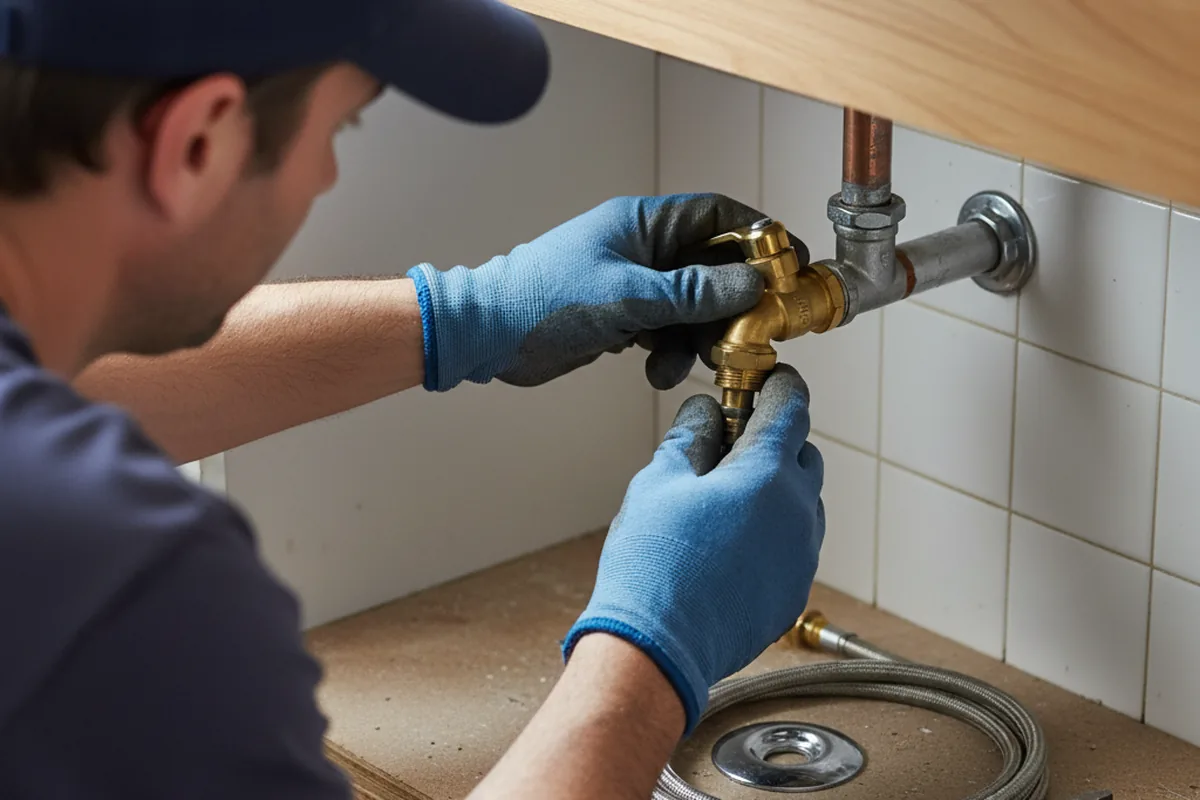 Shutoff valve and fitting work during Emergency Plumbing in Rea